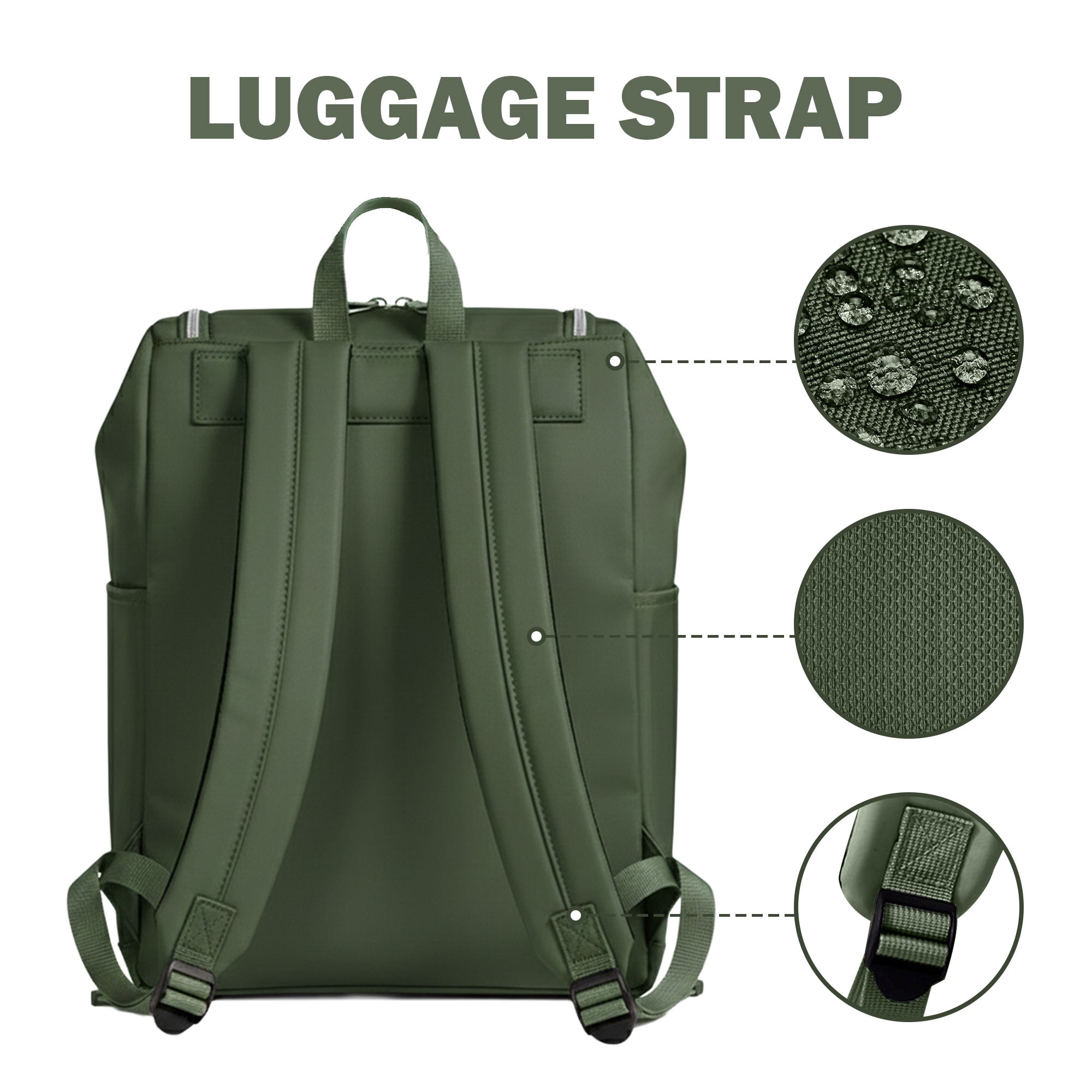DEFAHN Diaper Backpack, 2 Thermal Pockets + Side Holders, 20L Simple Open Design,0.9lb Baby Bag for Travel & Daily Use(Green)