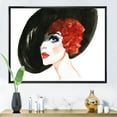 thumbnail image 2 of Designart 'Portrait of Woman Red Head Lady In Hat' Modern Framed Canvas Wall Art Print, 2 of 5