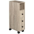 thumbnail image 2 of kleankin Freestanding Compact Design Bathroom Cabinet with 2 Open Cabinets, 1 Door Cabinet, 1 Drawer and 4 Rolling Wheels, Oak Grain Color, 2 of 9