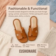 Cushionaire Voyage Cutout Strap Slides for Women - Slip On Summer Flats, Comfortable and Trendy Vacation Style Sandals for Women