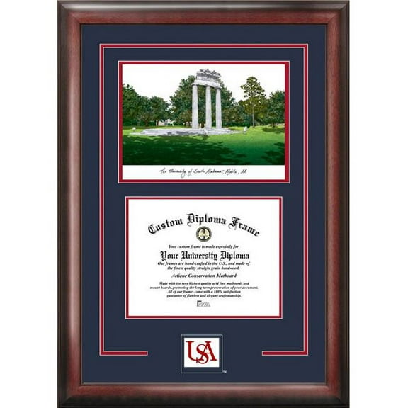 Campus Images AL991SG-1512 12 x 15 in. South Alabama Jaguars Spirit Graduate Diploma Satin Mahogany Frame