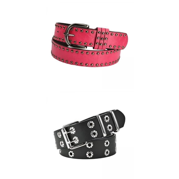 Yunhgft 2pcs Wide Women belts Adjustable Strap Buckle for Ladies Black Red