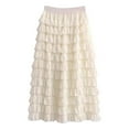 thumbnail image 2 of Clearance under 10$ Sevevn Fashion Skirt Womens Ladies Solid Skirts Puff Hem Mesh Long Skirt Gift for Girls Beige Free Size, 2 of 9