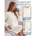 thumbnail image 4 of Casual Nights - Flannel Floral Long Sleeve Nightgowns for Women, Soft Lightweight Cotton & Lace Trim, Comfortable Lounging, Yellow Blue Medium, 4 of 7
