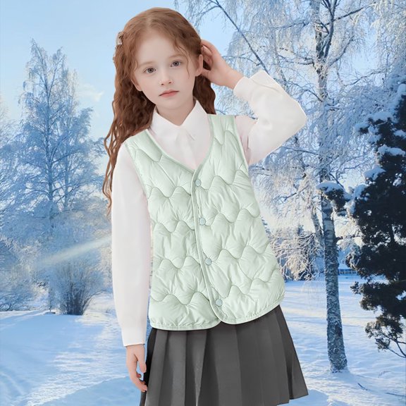 Kids Padded Vest Insulated Winter Sleeveless Jacket Warm Quilted Outerwear For Girls And Boys Lightweight Coat