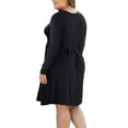 thumbnail image 3 of Aiyino Plus Size Dresses for Curvy Women Long Sleeve Casual Pleated Swing Dresses with Pockets, 3 of 4