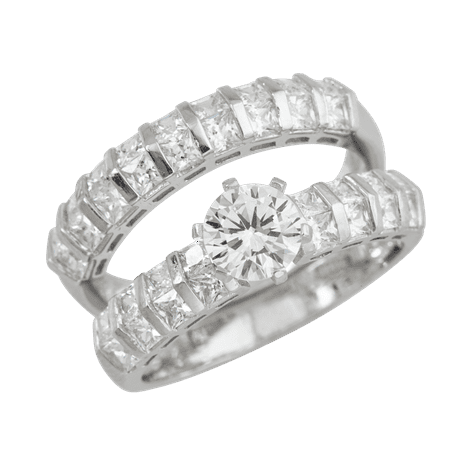 Sterling Silver 5.5mm Round Cut Cubic Zirconia Wedding Set