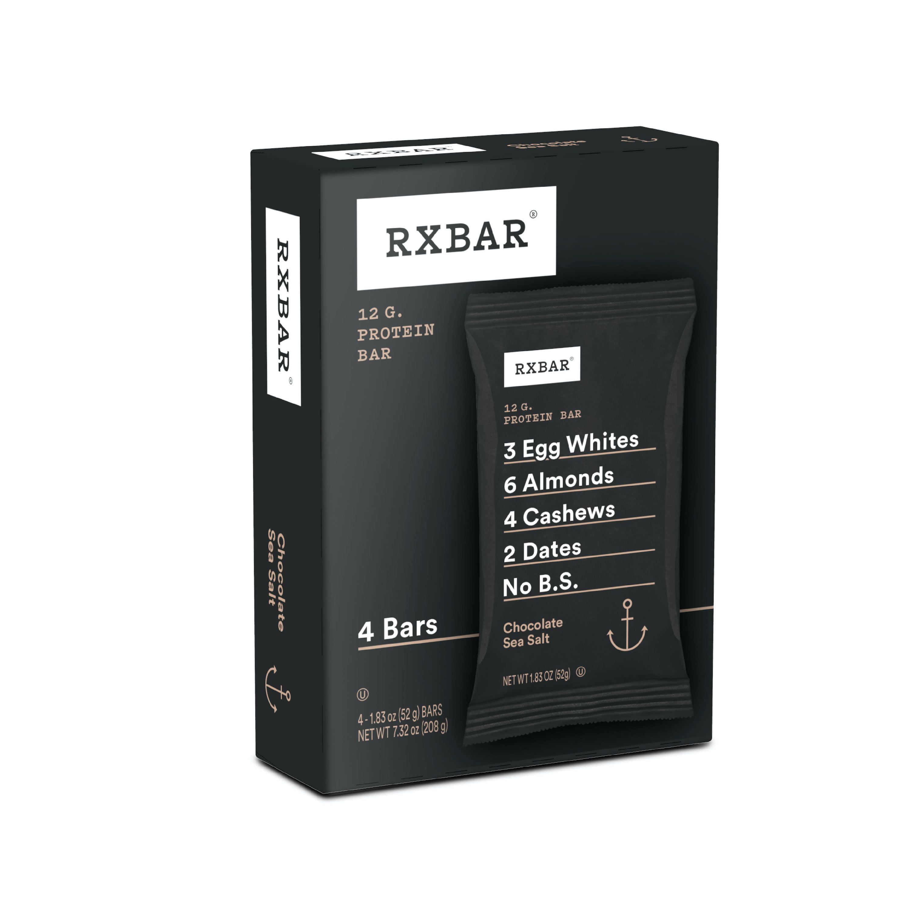 RXBAR Protein Bar, Chocolate Sea Salt, 4 Ct, 7.32 Oz, Box