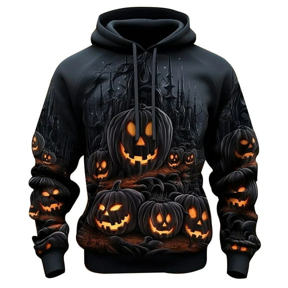 Yuncity Mens Halloween Sweatshirt Long Sleeved Hooded Casual Unique Outdoor Hoodie For Men Xxl