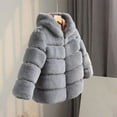 thumbnail image 3 of Ugoldhm Plush Faux Fur Coat for Girls Cozy Fluffy Hooded Jacket, Warm Winter Party Outerwear Sizes 2-13, 3 of 4