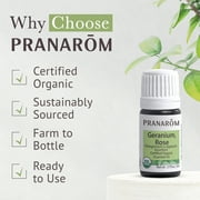 Pranarom USDA Certified Organic Rose Geranium Essential Oil (5ml), 100% Pure Undiluted Therapeutic Grade from Madagascar for Aromatherapy, Diffuser, Skincare, Relaxation, Pure Rose Scent