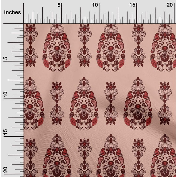oneOone Viscose Jersey Fabric Leaves & Floral Ethnic Print Fabric By The Yard 60 Inches Wide