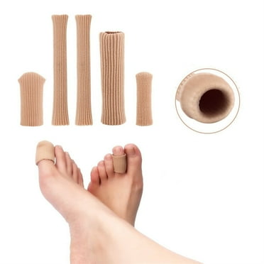 Cuttable Toe Tubes Sleeves,Elastic Fabric Toe Tubes Sleeves with Silicone Gel Lined,Open Gel Finger Toe Tubes for Corns,Blisters and Ingrown Toenails,Closed Toe Sleeve,5 Pcs