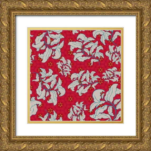 Murdock, Ramona 12x12 Gold Ornate Wood Framed with Double Matting Museum Art Print Titled - Leaves Pattern
