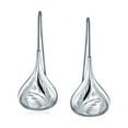 thumbnail image 2 of Bling Jewelry Womens Etched Puffed Raindrop Teardrop Earrings Fishhook Sterling Silver 1.5 Inch, 2 of 5
