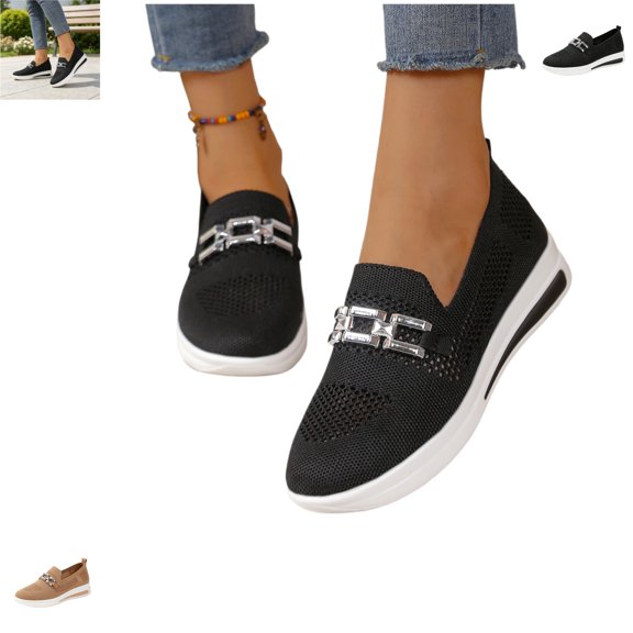 YOUYEDIAN Loafers for Women Versatile Wedge Heel Non Slip Fashion Sport Breathable Mesh Flats Casual Comfy Round Toe Walking Shoes