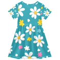 thumbnail image 2 of FORMRS Girls Short Sleeve Dress Summer Casual Round Neck A-line Beach Sundress, Sizes 2T-8T, Small Daisy, 2 of 8