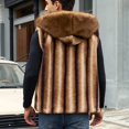 thumbnail image 5 of Zysthvn Faux Fur Men's Vests Casual Fall Open Front Mens Jackets Solid Hooded Warm Outerwear, 5 of 10