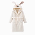 thumbnail image 2 of Gibobby Kids Soft Coral Fleece Bathrobe,Warm Hooded Sleep Robe with Waist Belt,Cute Cartoon Design,for Toddlers Children 2-12Y,Multi-Use Lounge Wear Kids Pajamas Toddler Pajamas,White,Size 5-8T, 2 of 4