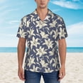 thumbnail image 4 of Balery Lilies Flowers Print Men's Hawaiian Shirts Short Sleeve Beach Shirt Relaxed Fit Vacation Button Down Shirts-Small, 4 of 9