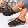 thumbnail image 6 of Women's Metal Buckle Mule Slides, Perforated Comfort Flat Shoes, Lightweight Casual Loafers for Indoor Outdoor and Summer Daily Activities，Black Size 39, 6 of 8