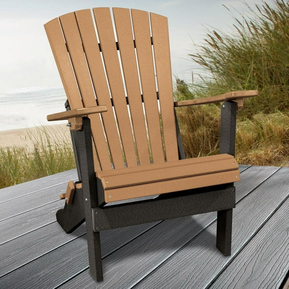 Furniture Classics Model 519CBK Fan Back Folding Adirondack Chair in Cedar with a Black Base