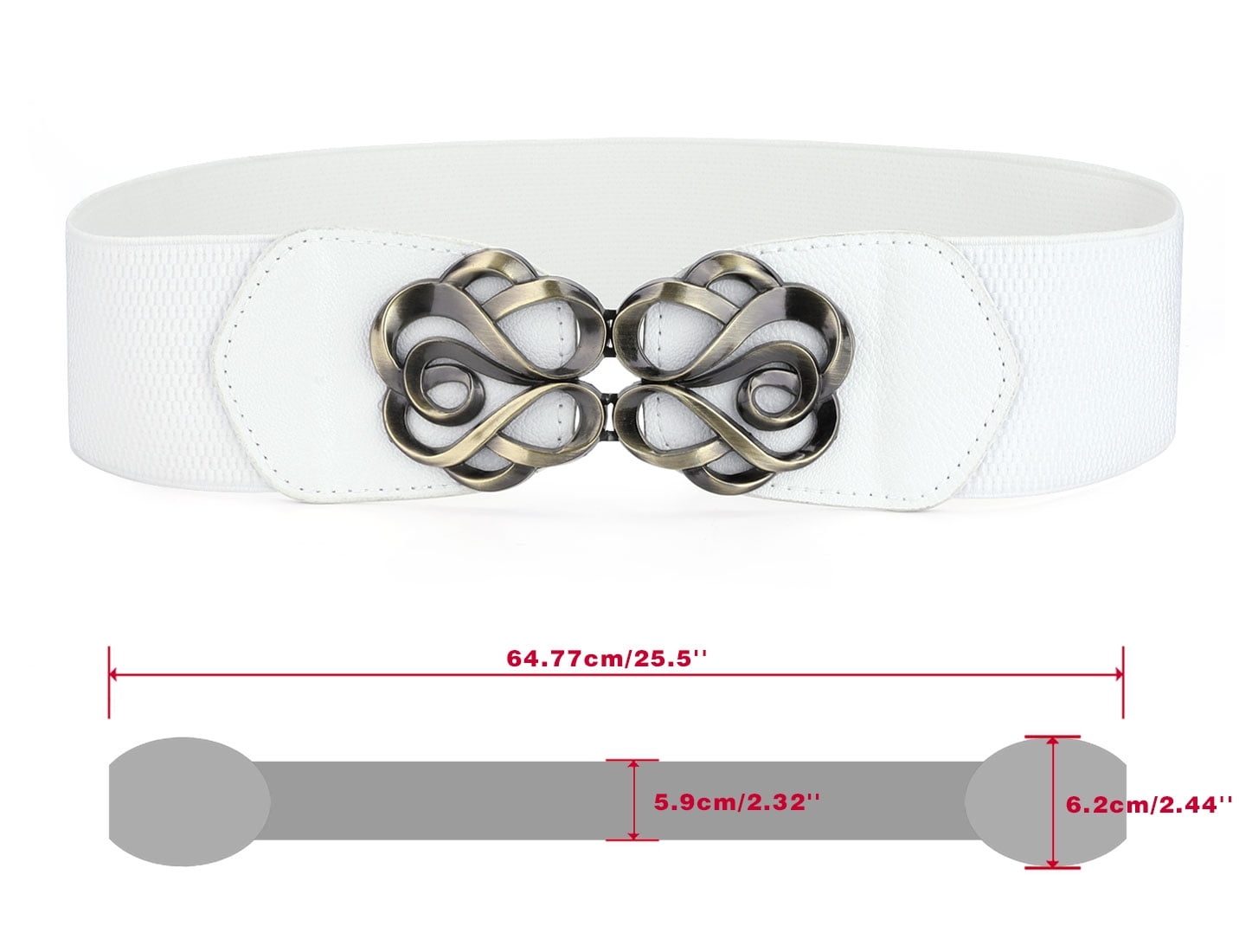 Women's Metal Interlocking Buckle Stretch Cinch Belt Dress Ornament
