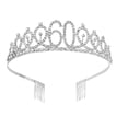 thumbnail image 1 of 1PC Rhinestone Crown with Alloy Insertion Hair Comb Decorative Crown Hair for 60th Birthday (Silver), 1 of 3