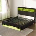 thumbnail image 7 of Greenstell Full Bed Frame With 4 Storage Drawers - Metal Platform Bed with Charging Station, LED Bed Frame, Easy Assembly, Noise-Free, Adult, Black, 7 of 7