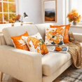 thumbnail image 2 of Gnomes Pumpkin Happy Fall Throw Pillow Covers 18x18 Set of 4 Burnt Orange Rust Modern Farmhouse Happy Autumn Maple Leaf Decorations for Sofa Couch Porch Bed Living Room, 2 of 6