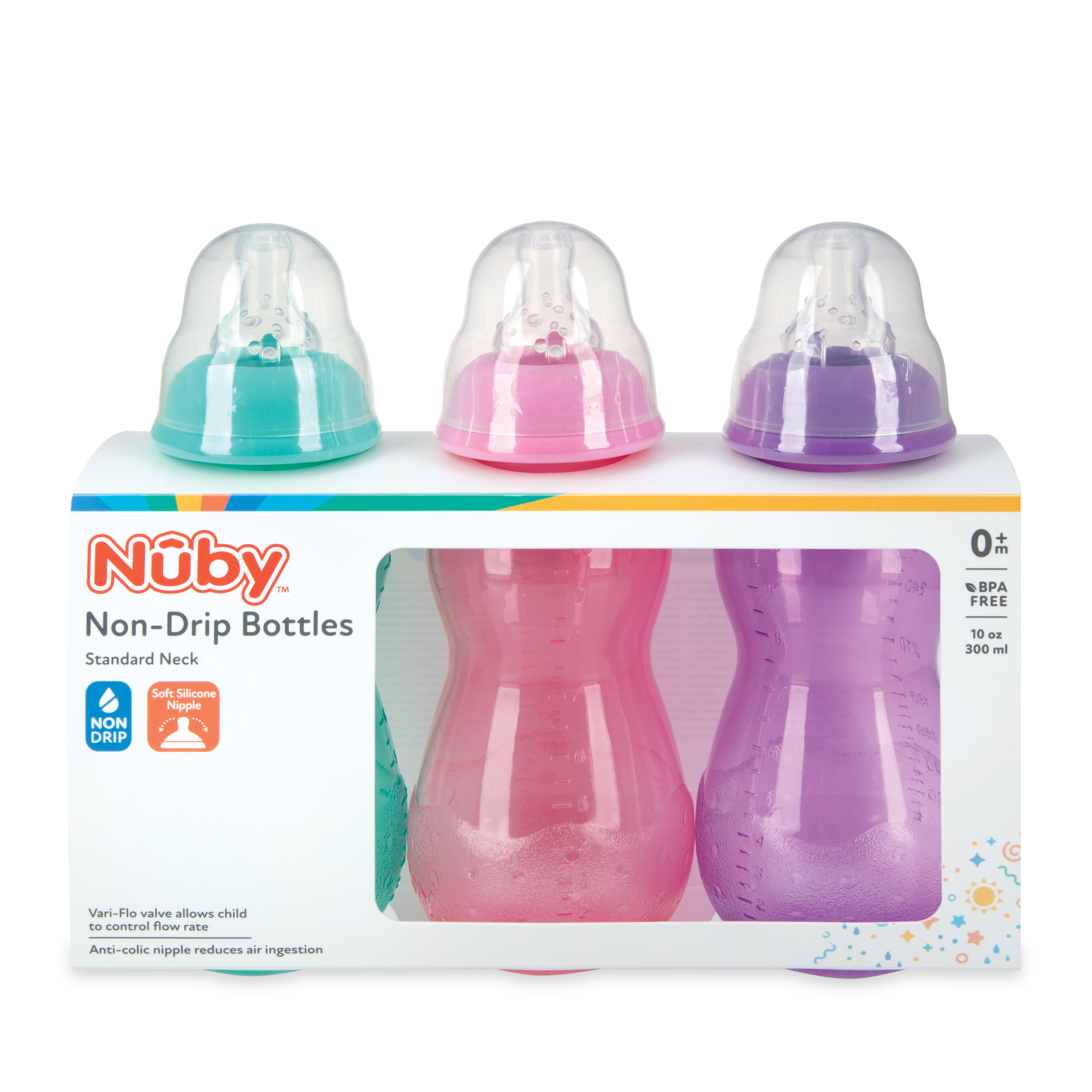 Nuby Non-Drip Standard Neck Baby Bottles, 10 oz, 3 Count photo 6