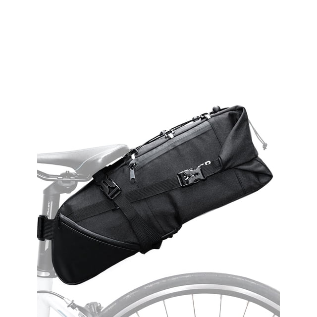 Graflsoa 10L Waterproof Bike Saddle Bag with Reflective Safety Lights, 900D Polyester, Easy Installation, 8kg Capacity, 4 Side Pockets, Black Cycling Accessory