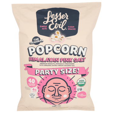 Lesser Evil Organic Himalyayan Pink Salt Popcorn 8 oz - Pack of 5