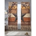 thumbnail image 2 of Texas Star Vintage Sheer Curtains 96 Inch Length 2 Panels Set Window Treatments, Berry Burnt Orange Brown Wooden Rod Pocket Semi Curtains for Living Room/Bedroom/Kitchen Décor, 104"W x 96"L, 2 of 7