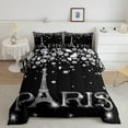 Eiffel Tower Comforter Set King Paris Bedroom Comforter for Women Black
