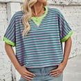 thumbnail image 6 of Ediodpoh Women's Casual Striped Batwing Sleeve T Shirt Soft Round Neck Summer Top for Home Outdoor Wear with Jeans Tshirts Shirts for Women Green S, 6 of 9