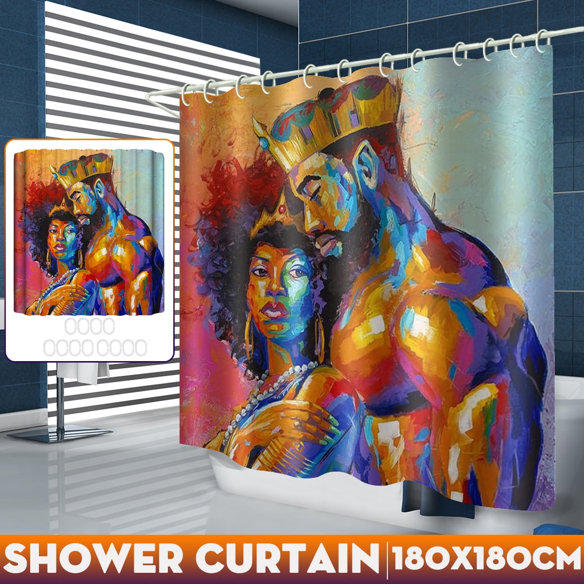 Cute African American African Queen Shower Curtain Bathroom Set 4pcs C –  BigProStore