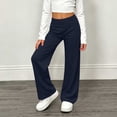 thumbnail image 4 of Hduncf Children's Fold Over Yoga Pants Low Rise Wide Leg Cute Flare Sweatpants Lounge Wear School Clothes Teen Girls Blue 12-13Years, 4 of 9