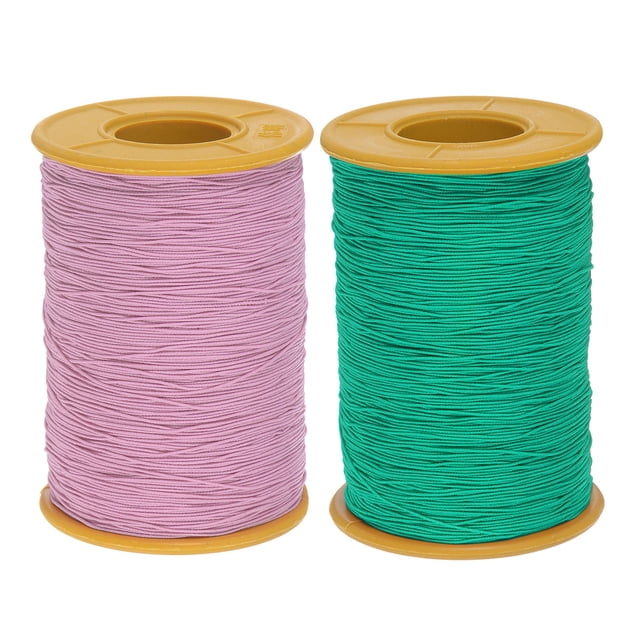 Uxcell 2pcs Elastic Sewing Thread 547 Yards 0.5mm Thickness Sewing Thread for Hand Sewing, Light Pink & Lake Green