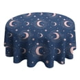 thumbnail image 4 of Blue Pink Moon Star Planet Pattern Round Tablecloth 60"x60",Wrinkle Wipeable Table Cloth for Kitchen Dining Room Picnic Patio Party, 4 of 6