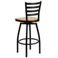 thumbnail image 5 of Flash Furniture 2 Pack HERCULES Series Black Ladder Back Swivel Metal Barstool - Natural Wood Seat, 5 of 8