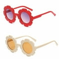 thumbnail image 1 of Youkk 2 Pcs Filles Soleil Fleur Rond Mignon Lunettes de Soleil - Résistant aux UV et Non Toxique Plastique Inodore Enfants Rouge+blanc Laiteux, 1 of 6