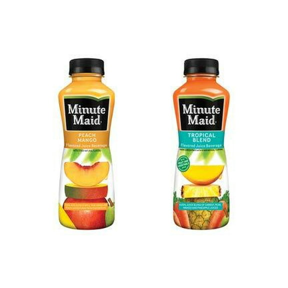 LUV BOX - Variety Minute Maid Juice Pack 12oz Plastic Bottle, 20ct.,Peach Mango,Tropical Blend.