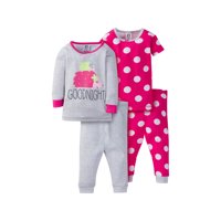 Gerber Mix N Match Cotton Tight Fit Pajamas, 4pc Set (Baby Girls & Toddler Girls)