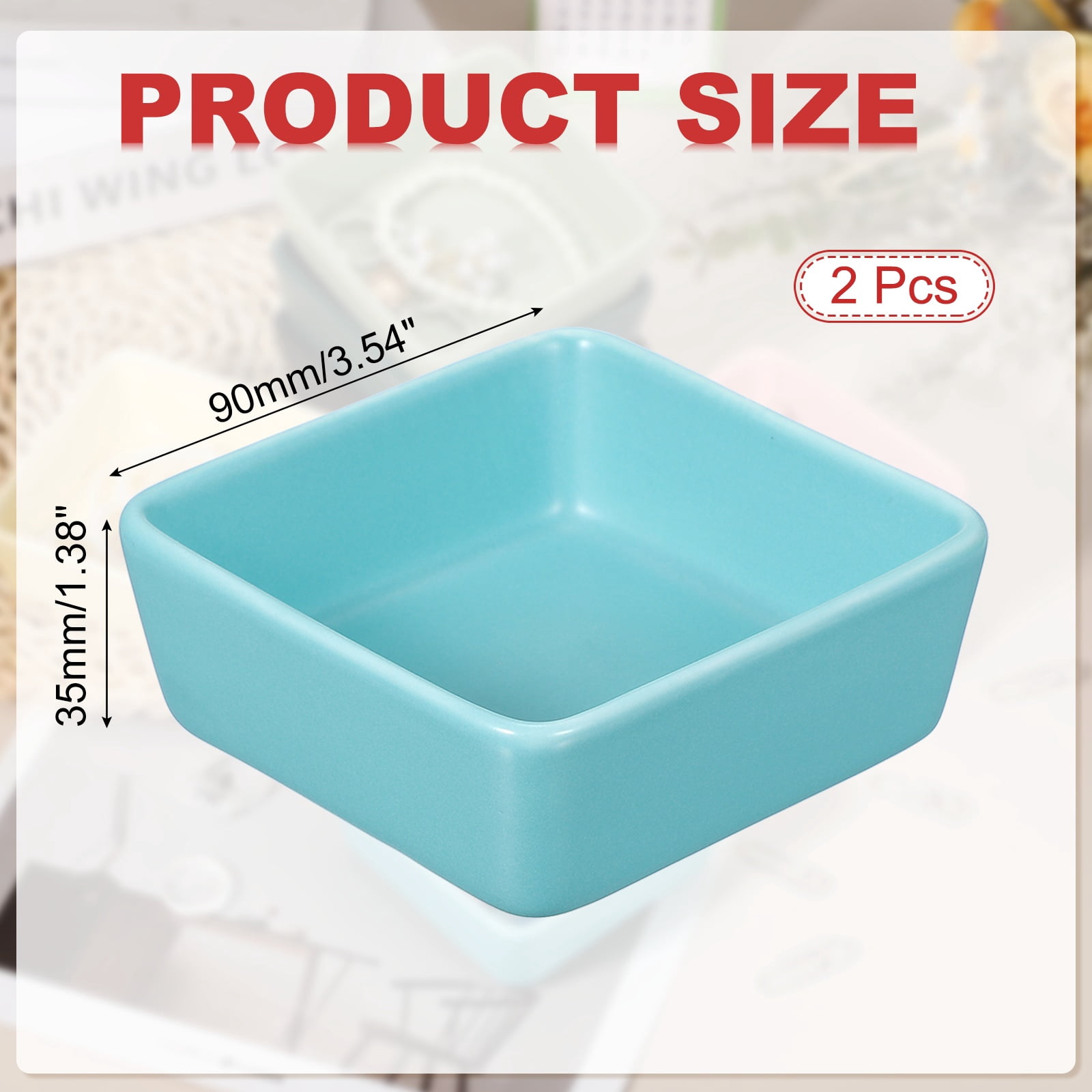 Uxcell Square Paper Clip Holders, 2 Pcs Ceramic Clip Dispenser Organizer Desk Organizer Accessories for Office Desktop Decor Bobby Pin Binder Paper Clamp, Light Blue