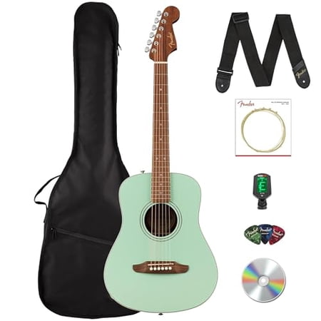 Fender California Standard Redondo Mini 3/4-Size Kids Acoustic Guitar - Surf Green w/ Tuner