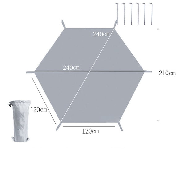 Hexagon outdoor Picnic Tarp Tent Mat moisture-proof Beach Pad with Ground nails