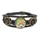 thumbnail image 1 of Rayas amarillas Cat Stare animal Pulsera marina tejida en cuero, 1 of 4