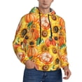 thumbnail image 2 of Pofeuu Pumpkins And Sunflowers Print Mens Casual Hooded Collar Drawstring Hoodies Pullover Sweatshirts Casual Long Sleeve Shirts-Medium, 2 of 7