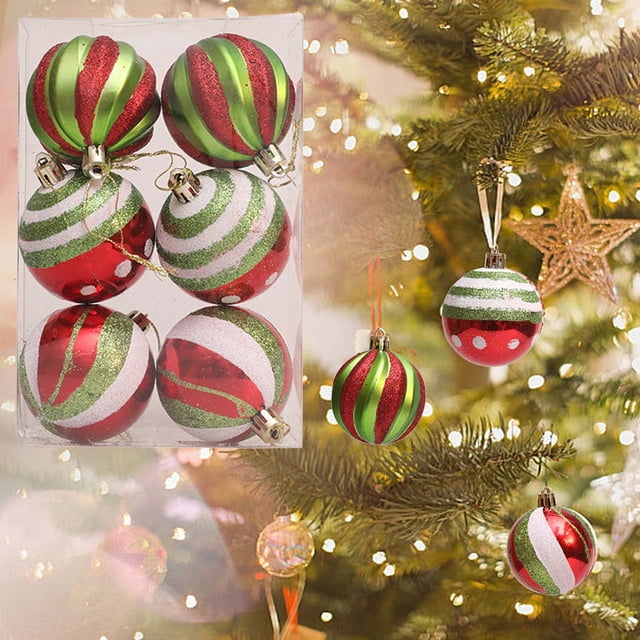 Adornos Navideños de Plástico Mate Pintado de 6 Cm y 12 Unidades.